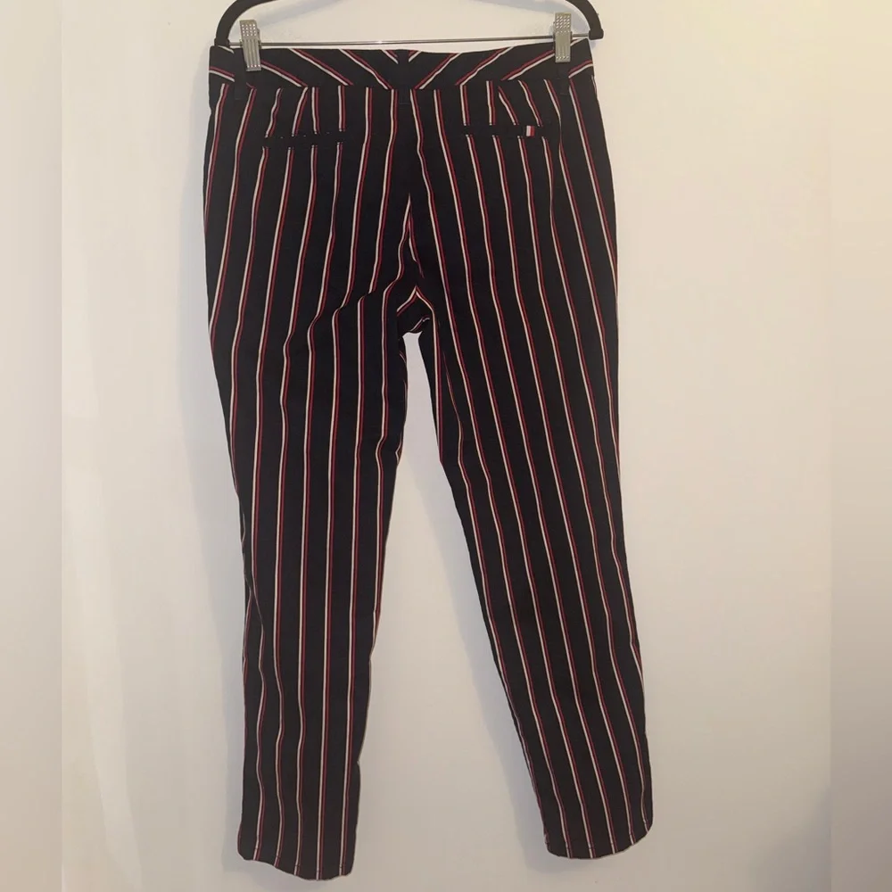 Tommy Hilfiger Striped Pants Women’s Size 10 Navy Red Cotton Stretch Trousers